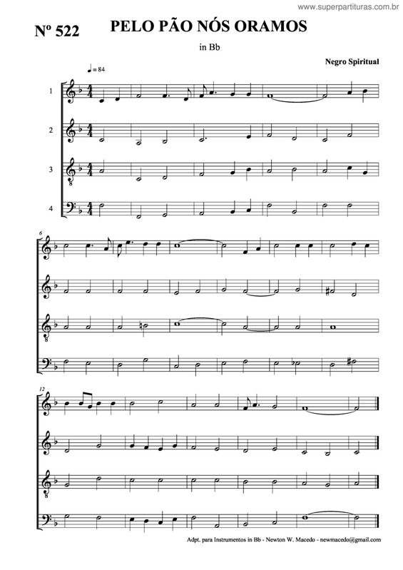 Partitura da música Pelo Pão Nós Oramos v.2