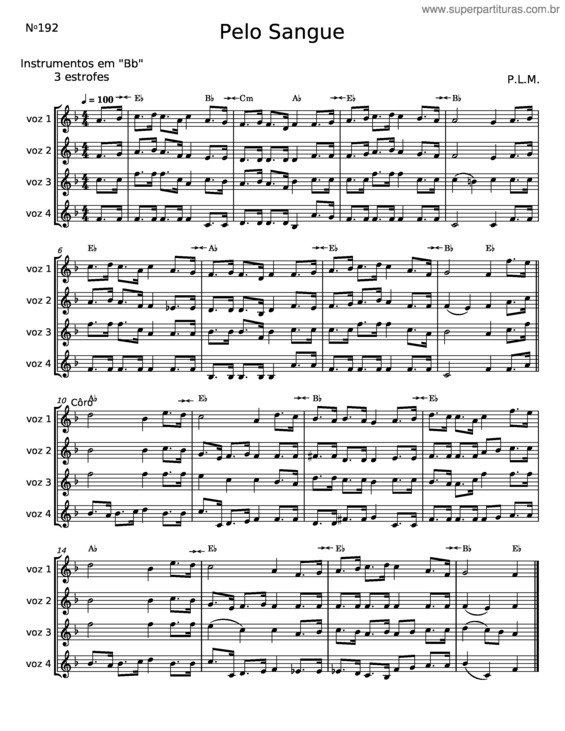 Partitura da música Pelo Sangue – Harpa Cristã