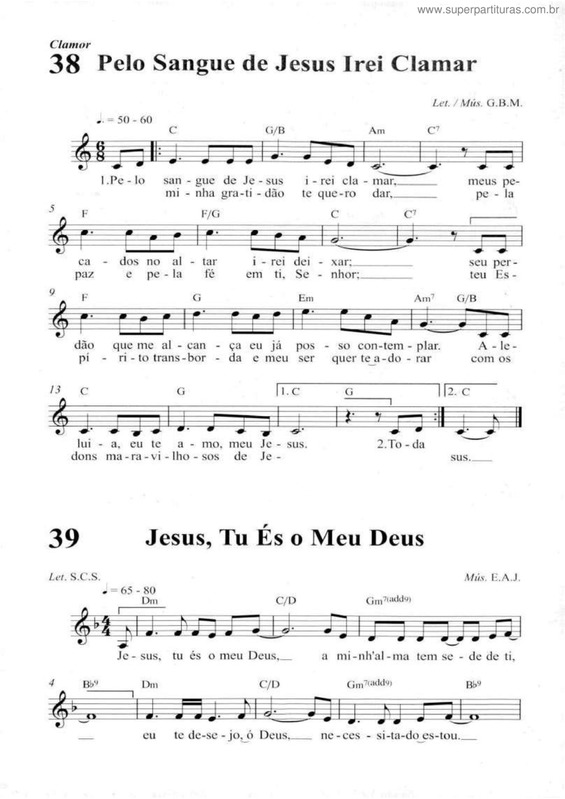 Partitura da música Pelo Sangue De Jesus Irei Clamar