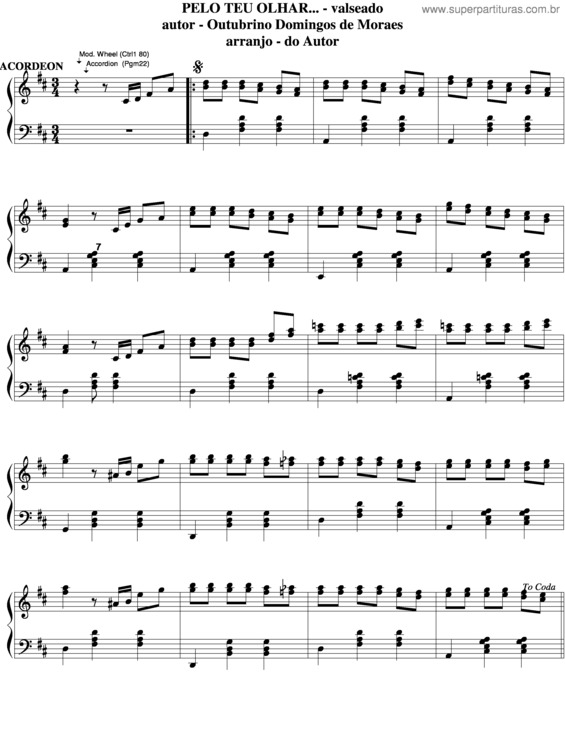 Partitura da música Pelo Teu Olhar v.2