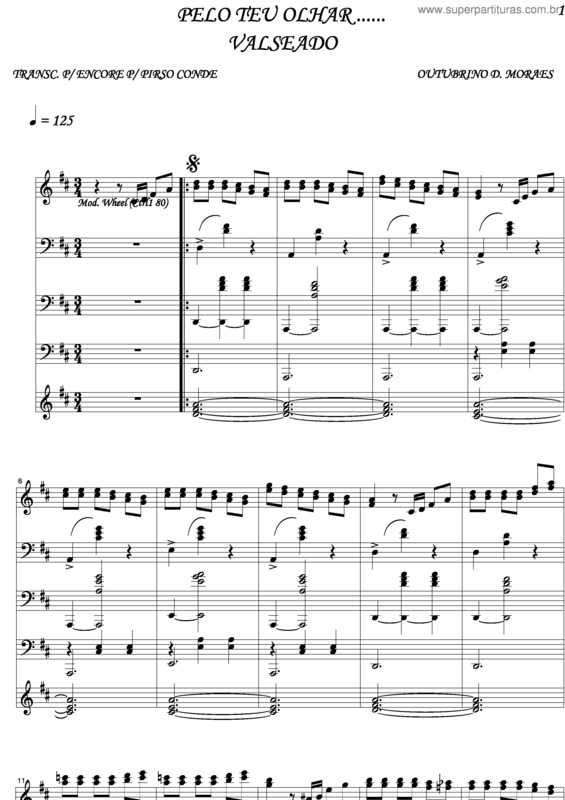 Partitura da música Pelo Teu Olhar