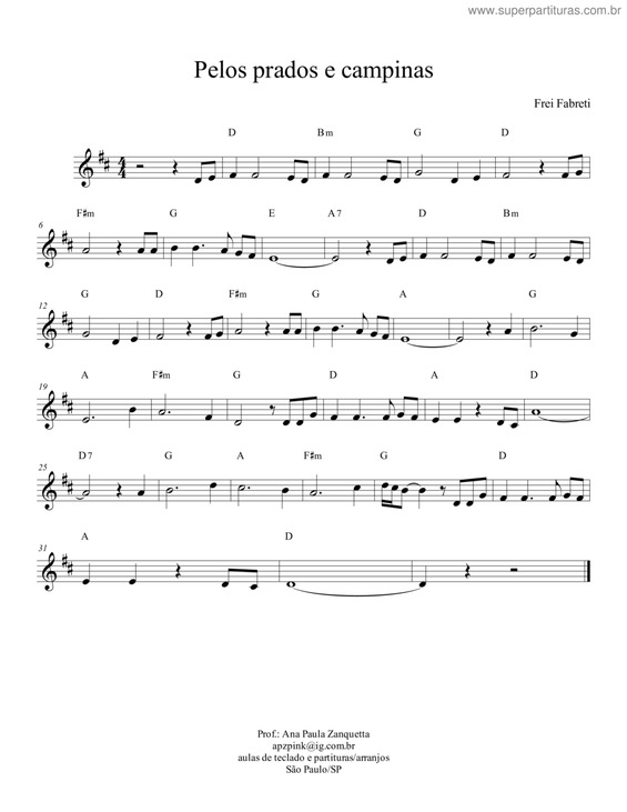 Partitura da música Pelos Prados E Campinas v.2