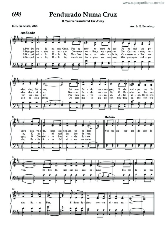 Partitura da música Pendurado Numa Cruz - 698
