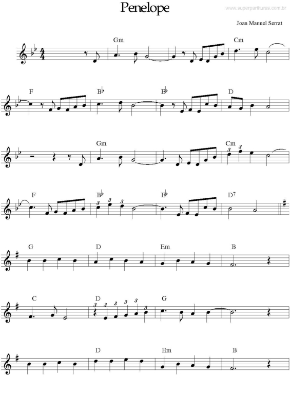 Partitura da música Penelope