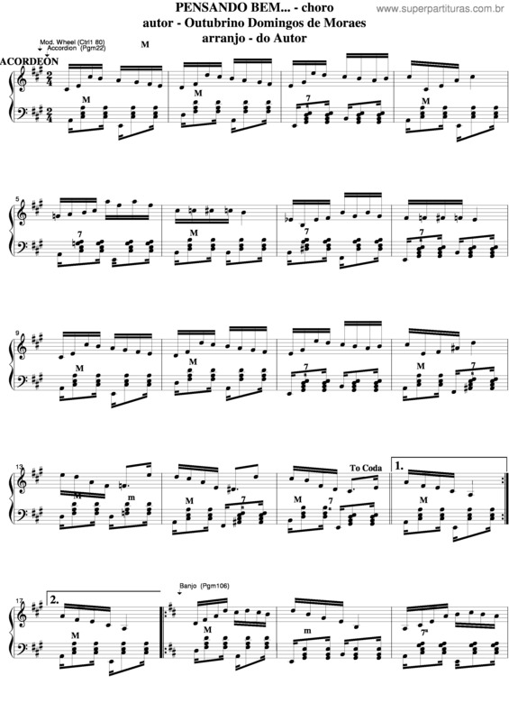 Partitura da música Pensando Bem v.3