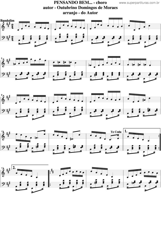 Partitura da música Pensando Bem v.4