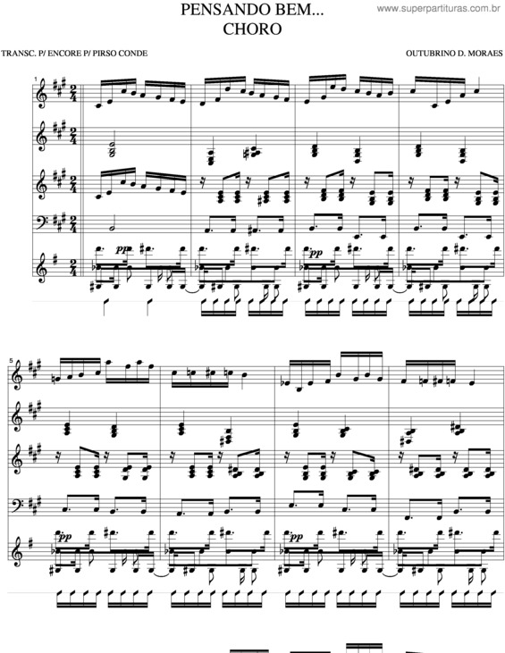 Partitura da música Pensando Bem