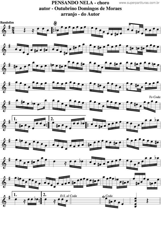 Partitura da música Pensando Em Ti v.3