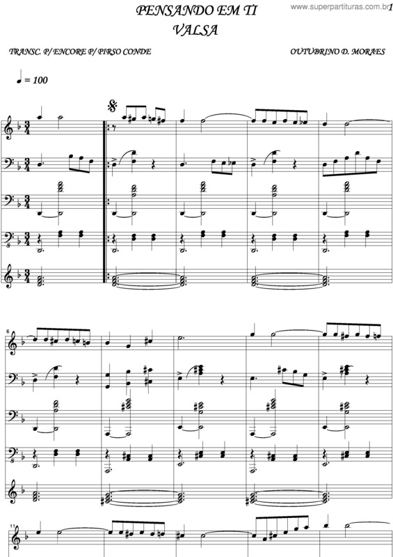 Partitura da música Pensando Em Ti v.4