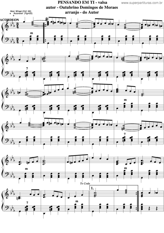 Partitura da música Pensando Em Ti v.5