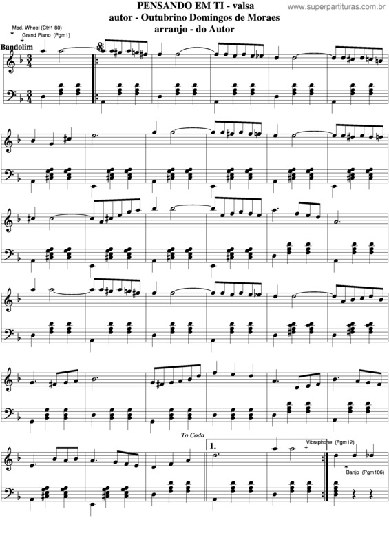 Partitura da música Pensando Em Ti v.7