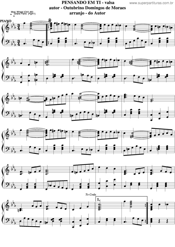 Partitura da música Pensando Em Ti v.8