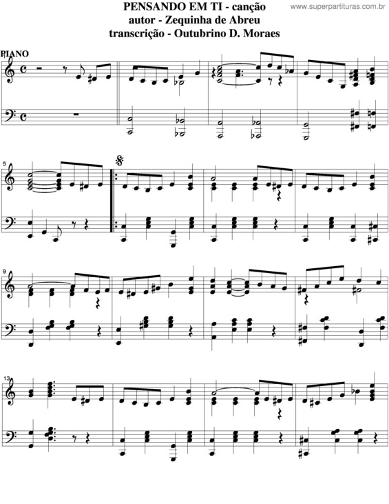 Partitura da música Pensando Em Ti v.9