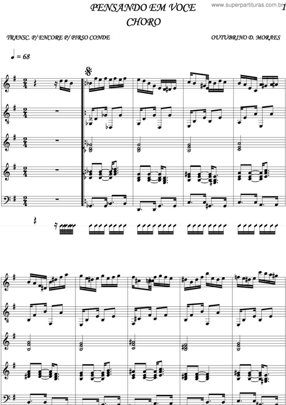 Partitura da música Pensando Em Você 