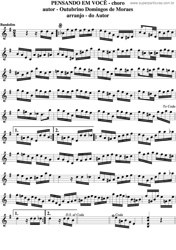 Partitura da música Pensando Em Você v.3