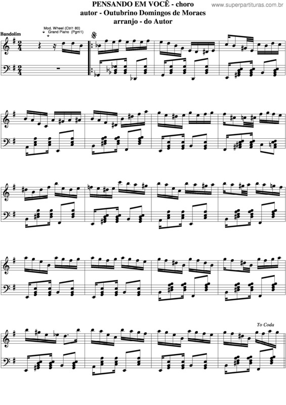 Partitura da música Pensando Em Você v.8