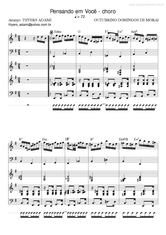 Partitura da música Pensando em Você