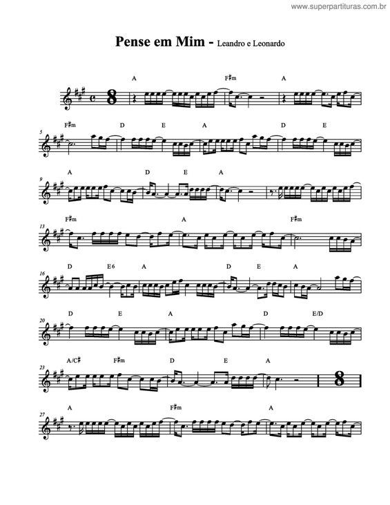 Partitura da música Pense Em Mim v.3