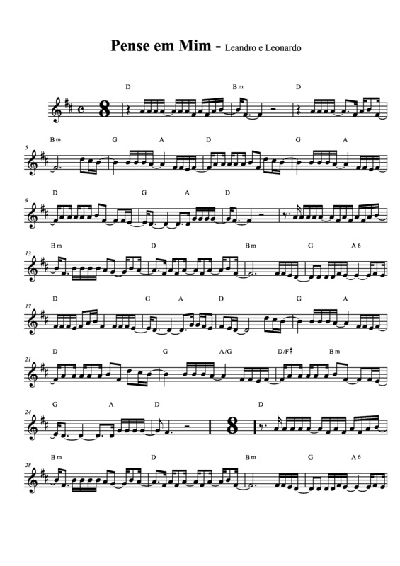 Partitura da música Pense em Mim v.5