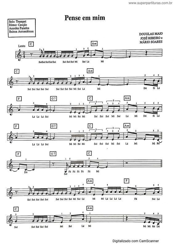 Partitura da música Pense Em Mim v.6