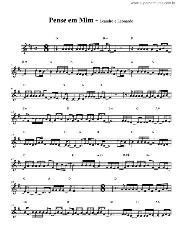 Partitura da música Pense Em Mim v.7