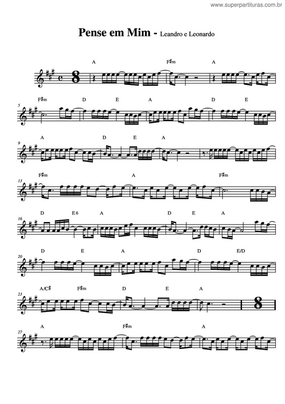 Partitura da música Pense Em Mim v.8