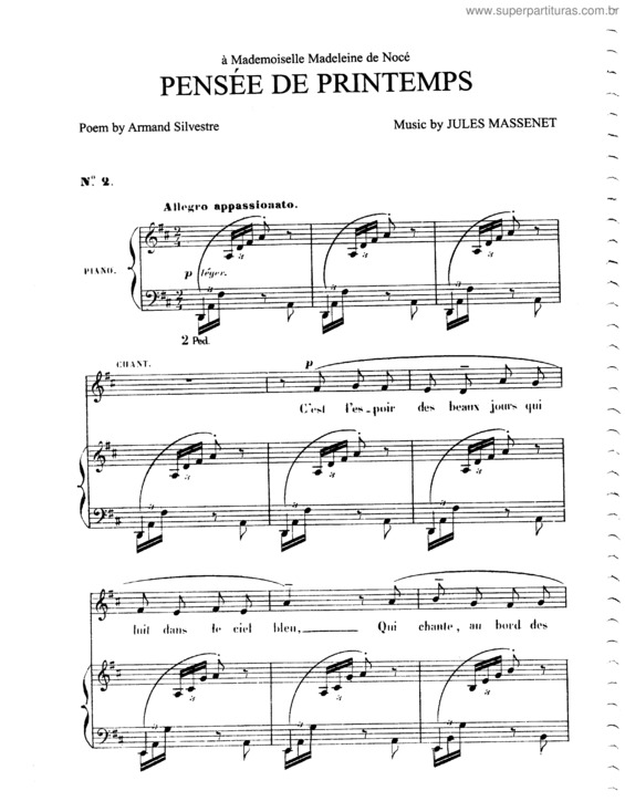 Partitura da música Pensee de printemps