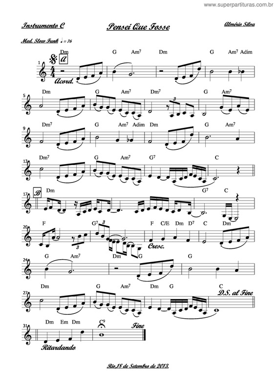 Partitura da música Pensei Que Fosse