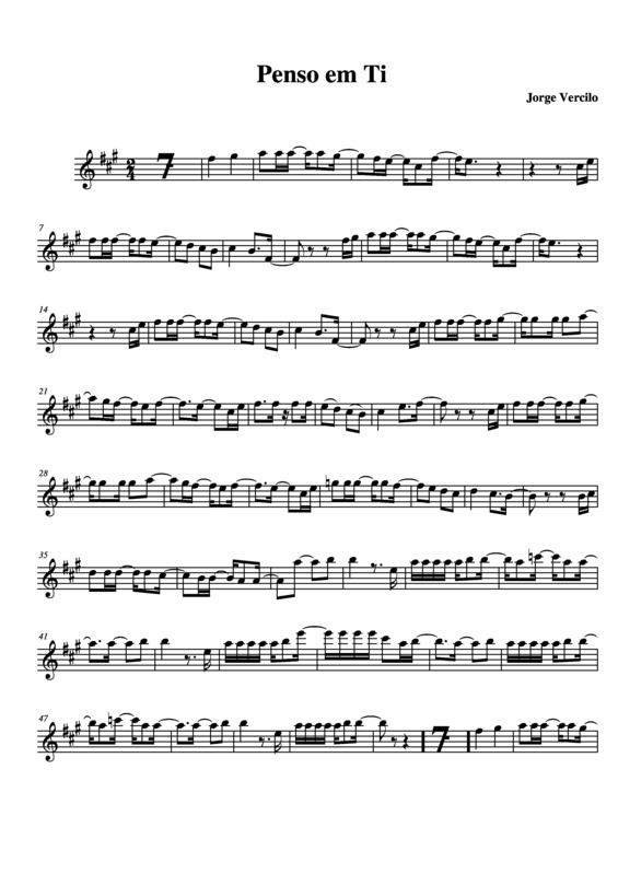 Partitura da música Penso em Ti v.2