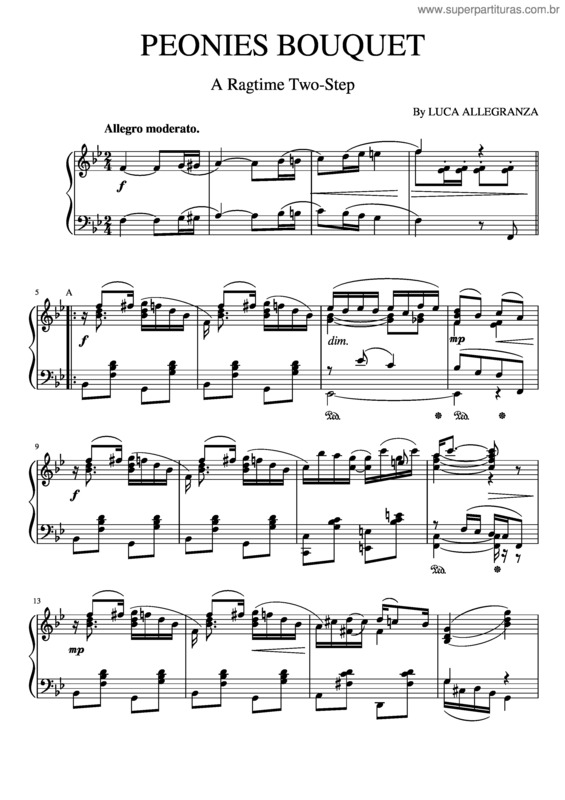 Partitura da música Peonies Bouquet – A Ragtime Two–Step
