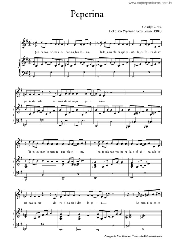 Partitura da música Peperina