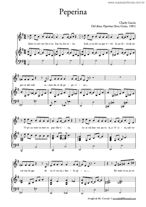 Partitura da música Peperina