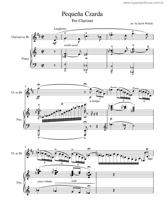 Partitura da música Pequeña Czarda Clarinet