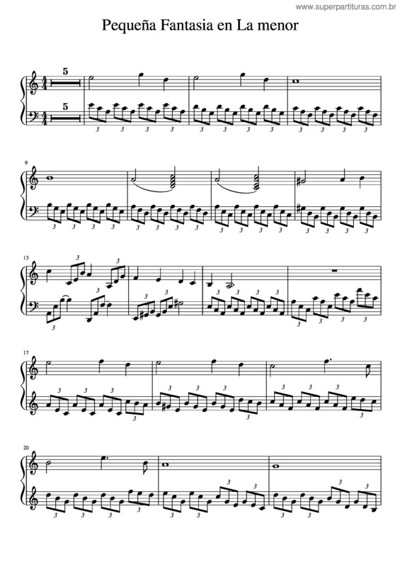 Partitura da música Pequeña Fantasia En La Menor