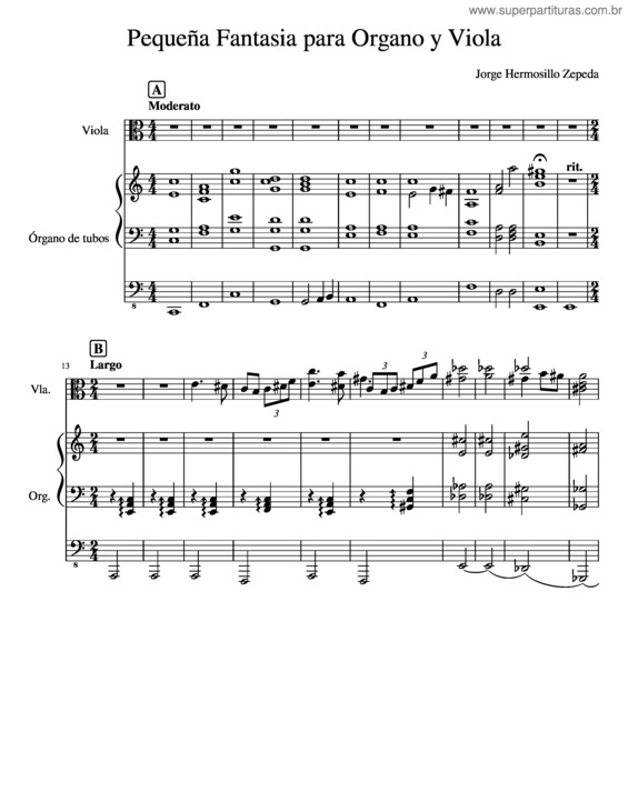 Partitura da música Pequeña Fantasia Para Organo Y Viola