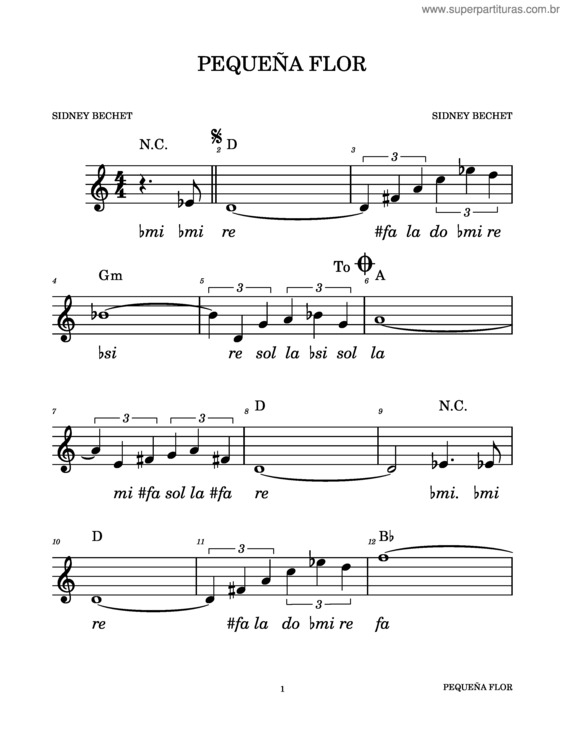 Partitura da música Pequeña Flor – José Guardiola Pequeña Flor