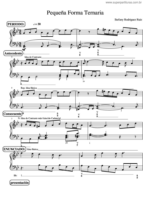Partitura da música Pequeña Forma Ternaria