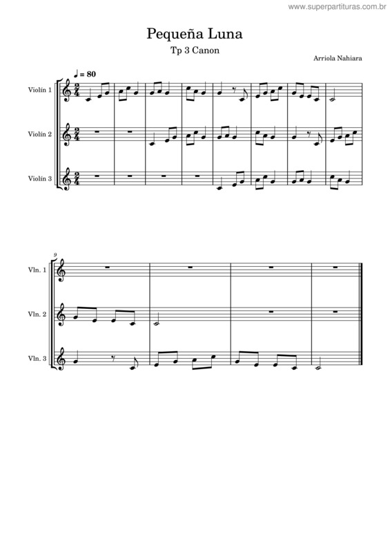 Partitura da música Pequeña Luna v.3