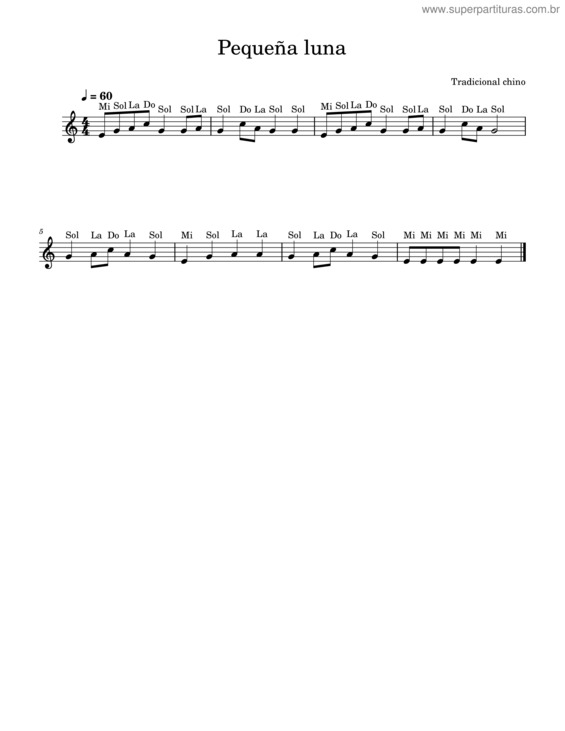 Partitura da música Pequeña Luna