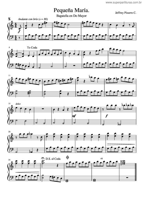 Partitura da música Pequeña María