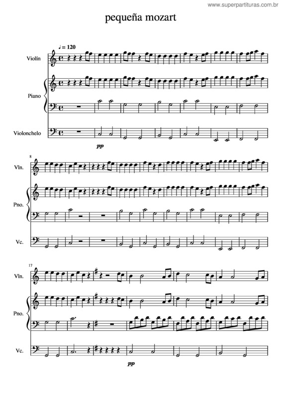 Partitura da música Pequeña Mozart