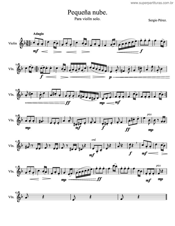 Partitura da música Pequeña Nube