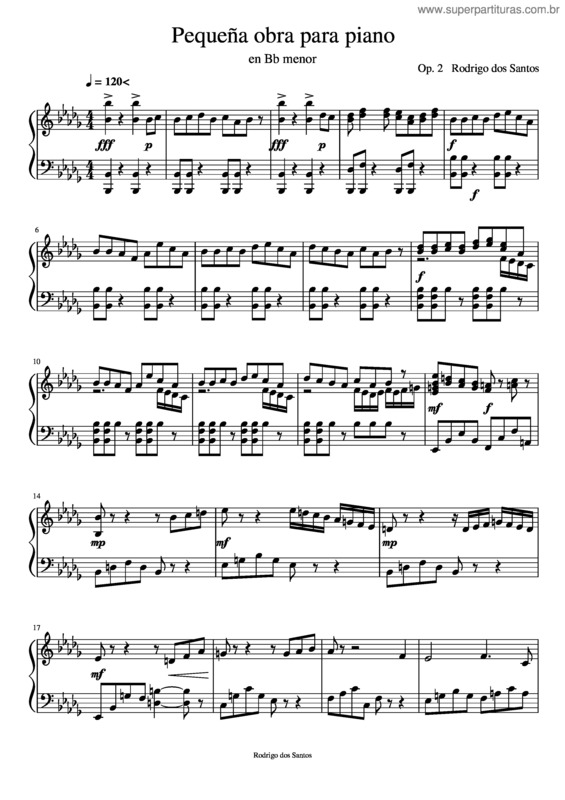 Partitura da música Pequeña Obra Para Piano En Bbm