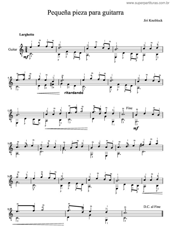 Partitura da música Pequeña Pieza Para Guitarra
