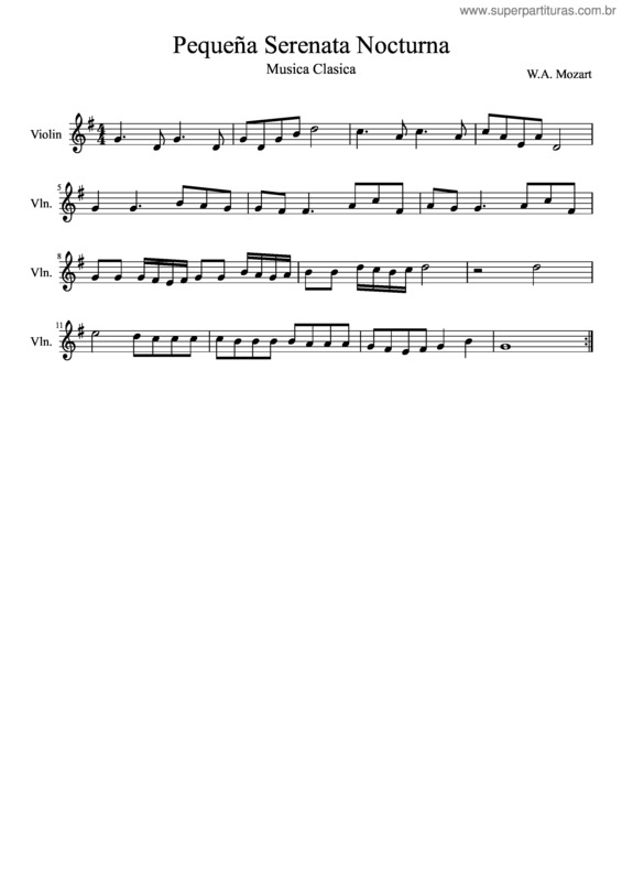 Partitura da música Pequeña Serenata Nocturna v.10