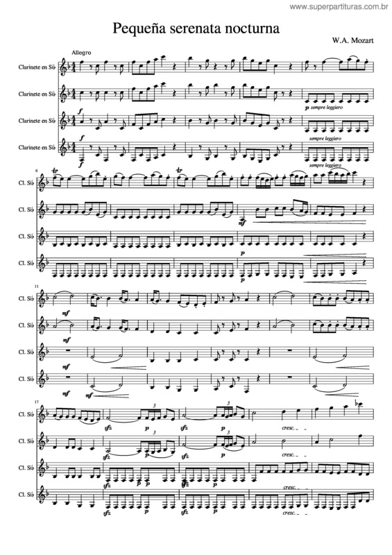 Partitura da música Pequeña Serenata Nocturna v.11