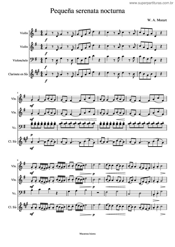 Partitura da música Pequeña Serenata Nocturna v.3