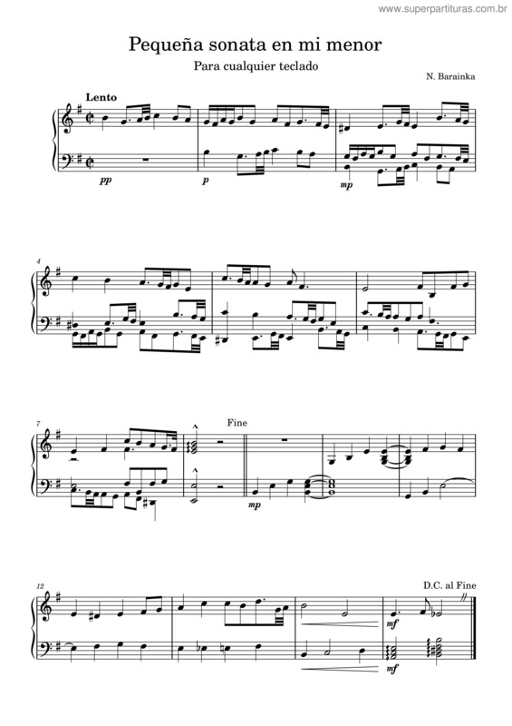 Partitura da música Pequeña Sonata En Mi Menor