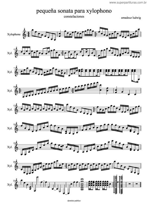 Partitura da música Pequeña Sonata Para Xylophono: Constelaciones