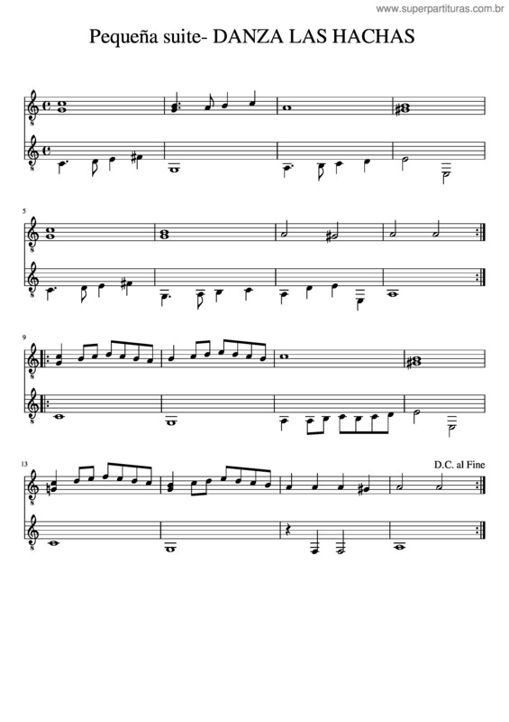 Partitura da música Pequeña Suite– Danza Las Hachas